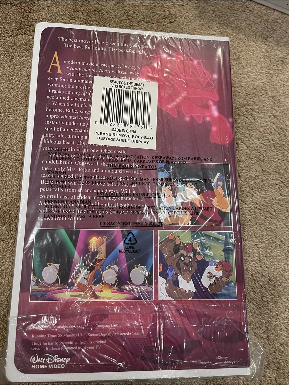 Disney Beauty and the Beast Throw Blanket - Blue, Yellow, Red